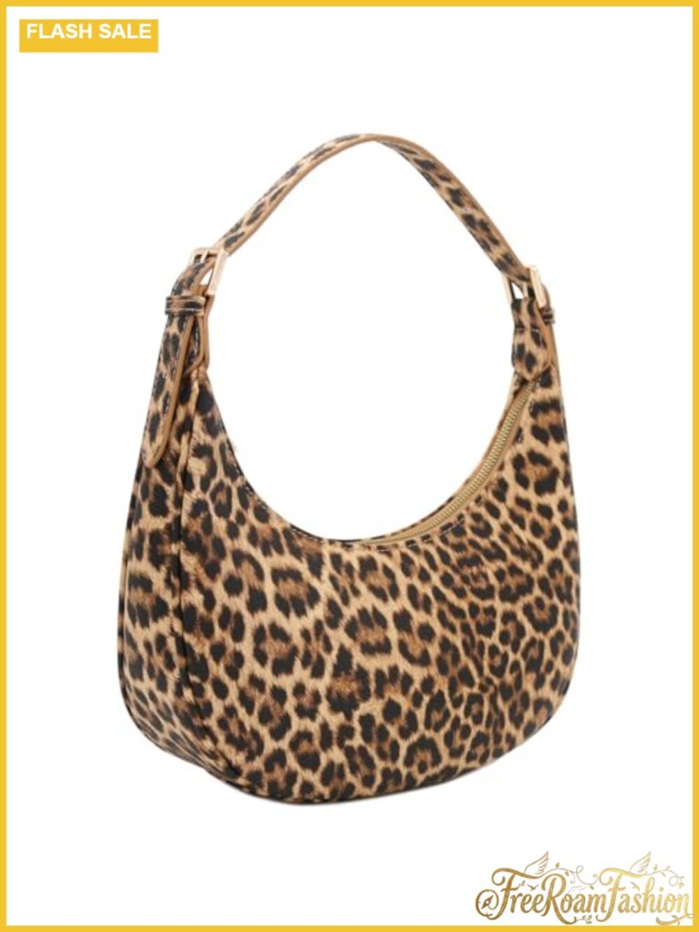 Crescent Shoulder Bag Faux Leather Animal Print Purse Adjustable Strap